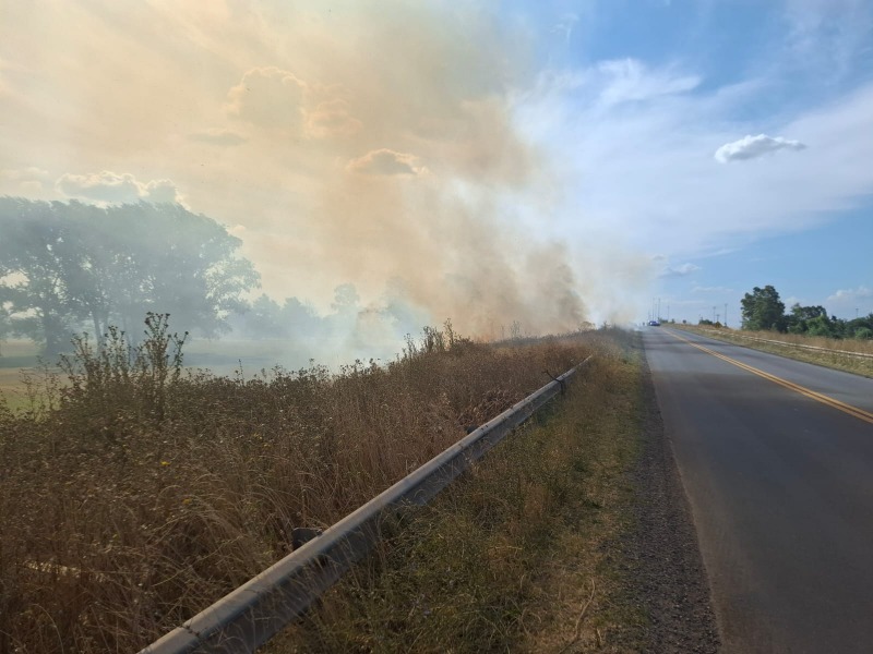Importante incendio de pastizales provoc� un triple choque